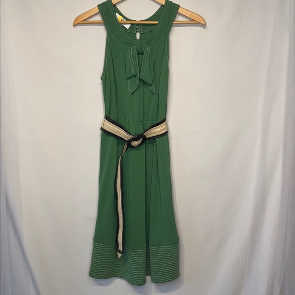 Tibi Green Sleeveless Dress With Bow Size 2
